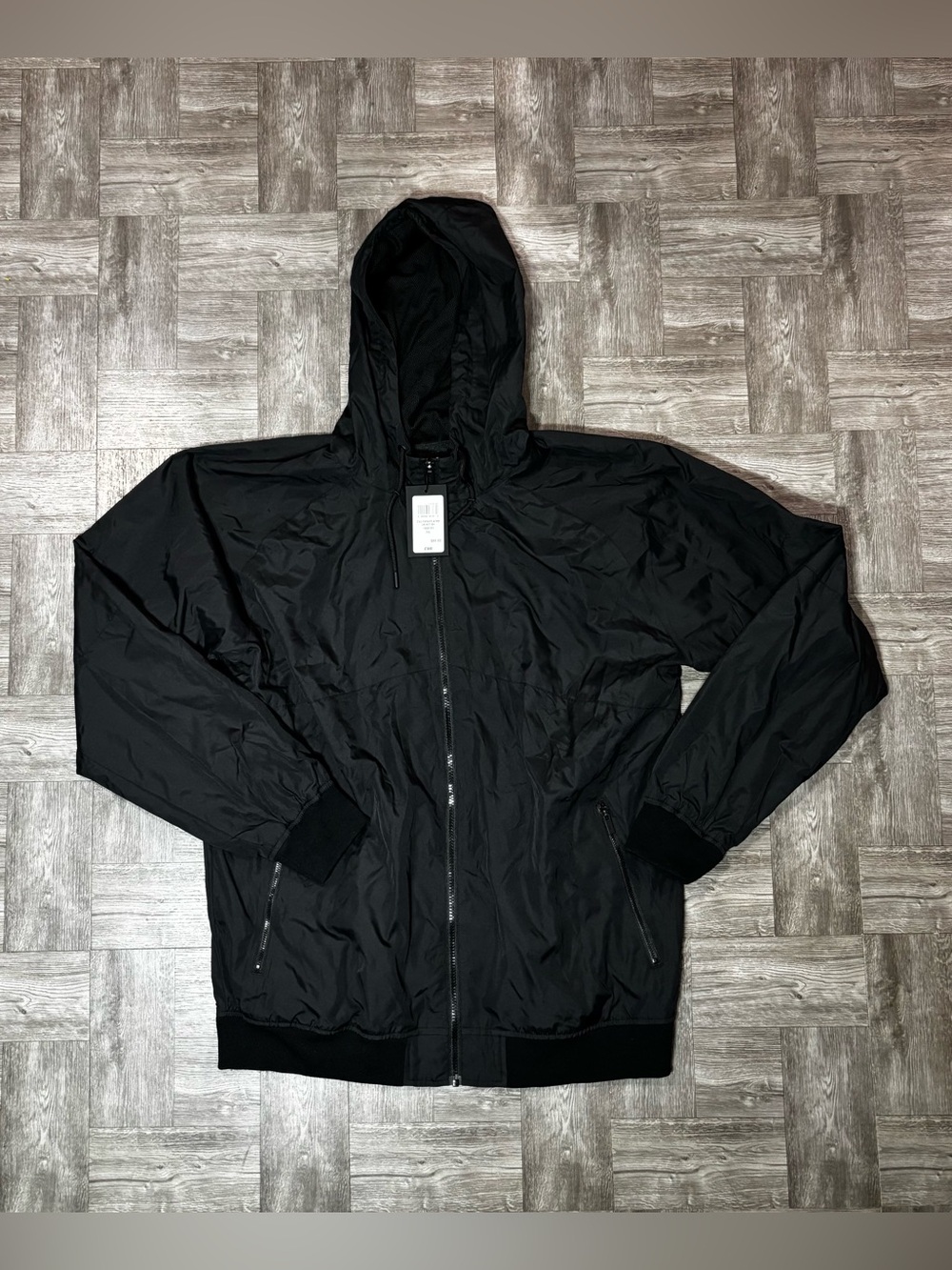 NWT CSG Men's Black Hooded Windbreaker Size 2XL